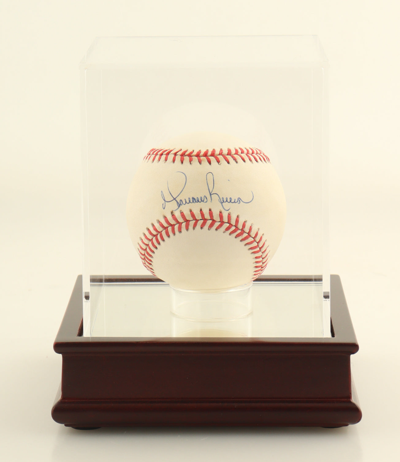 Mariano Rivera Signed OAL Baseball With Wood Base Display Case (PSA)