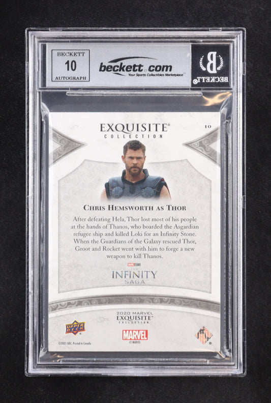 Chris Hemsworth Signed 2021 Inscribed "THOR" Black Diamond Marvel Exquisite Collection #10 #046/125 (BGS) Serially Numbered #046 / 125 | Autograph Graded BGS Authentic | Beckett Witnessed