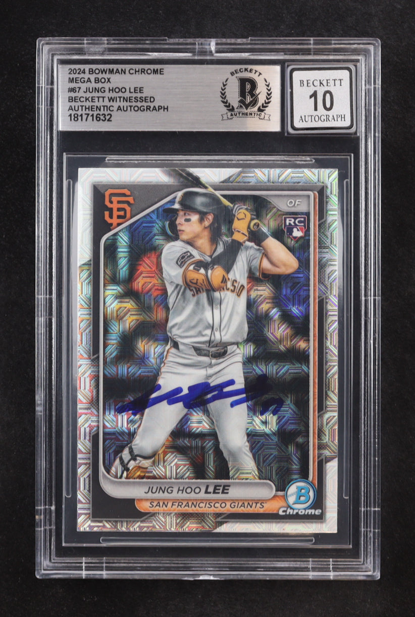 2024 Bowman Chrome Mega Box Jung Hoo Lee San Francisco Giants rookie card with Beckett 10 autograph grading