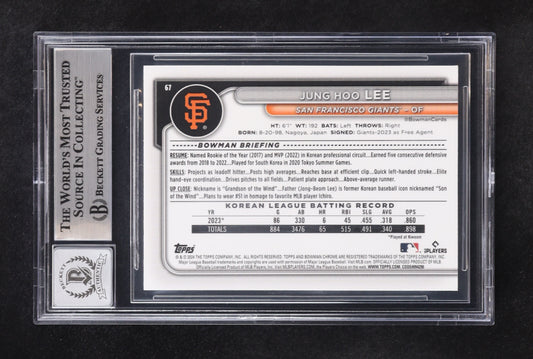 Jung Hoo Lee Signed 2024 Bowman Chrome Mega Box #67 RC (BGS | Autograph Graded BGS 10) Rookie Card | Autograph Graded BGS 10 | Beckett Witnessed