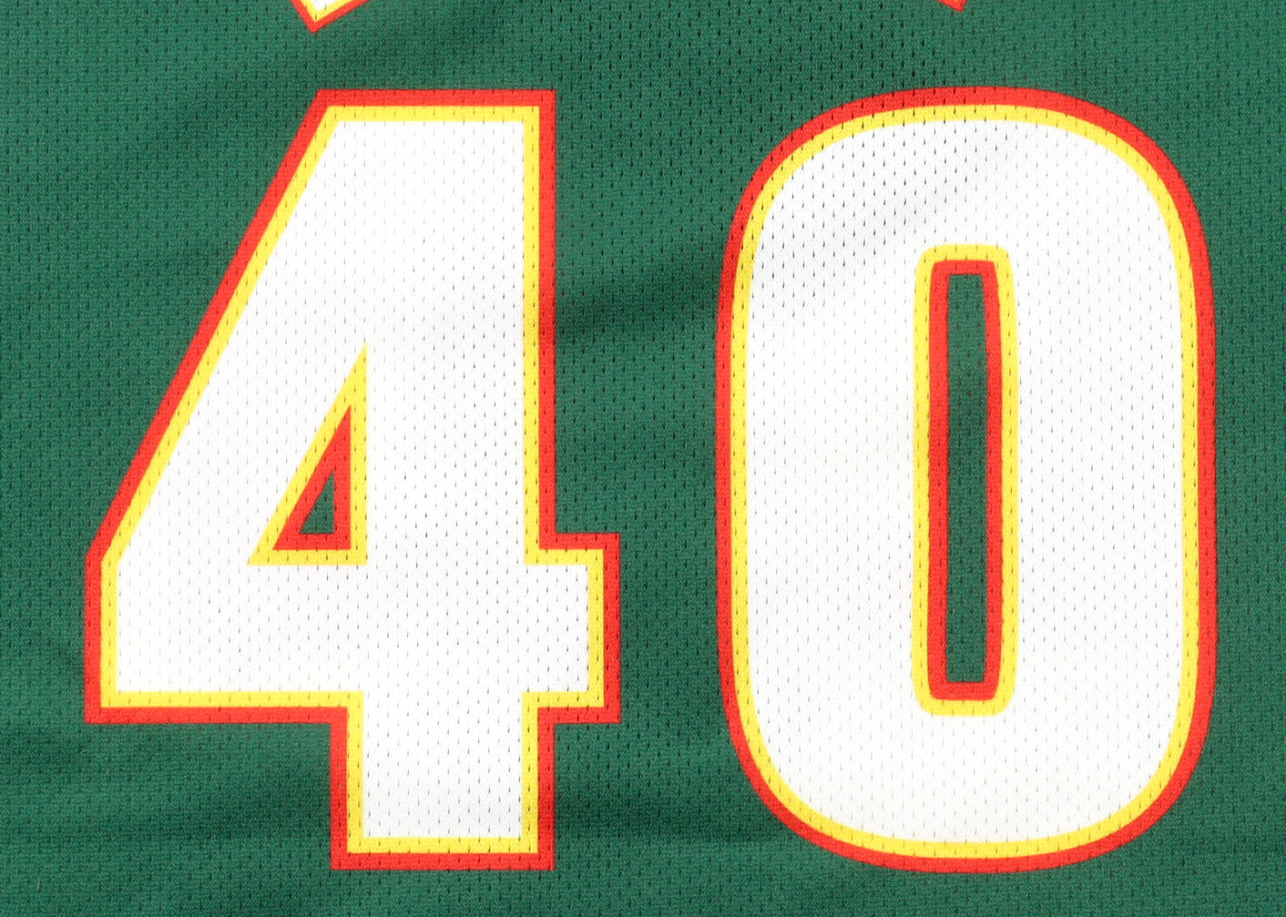 Green Mitchell & Ness authentic basketball jersey number 40 signed by Shawn Kemp with Beckett witnessed authentication hologram