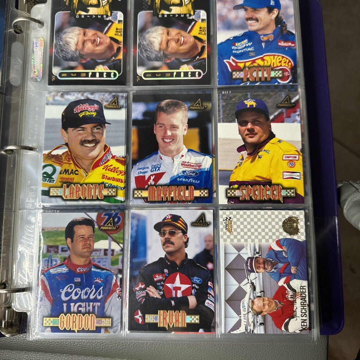 Set of 9 Pinnacle Pro Set NASCAR Marx Trading Cards (Set 6697)