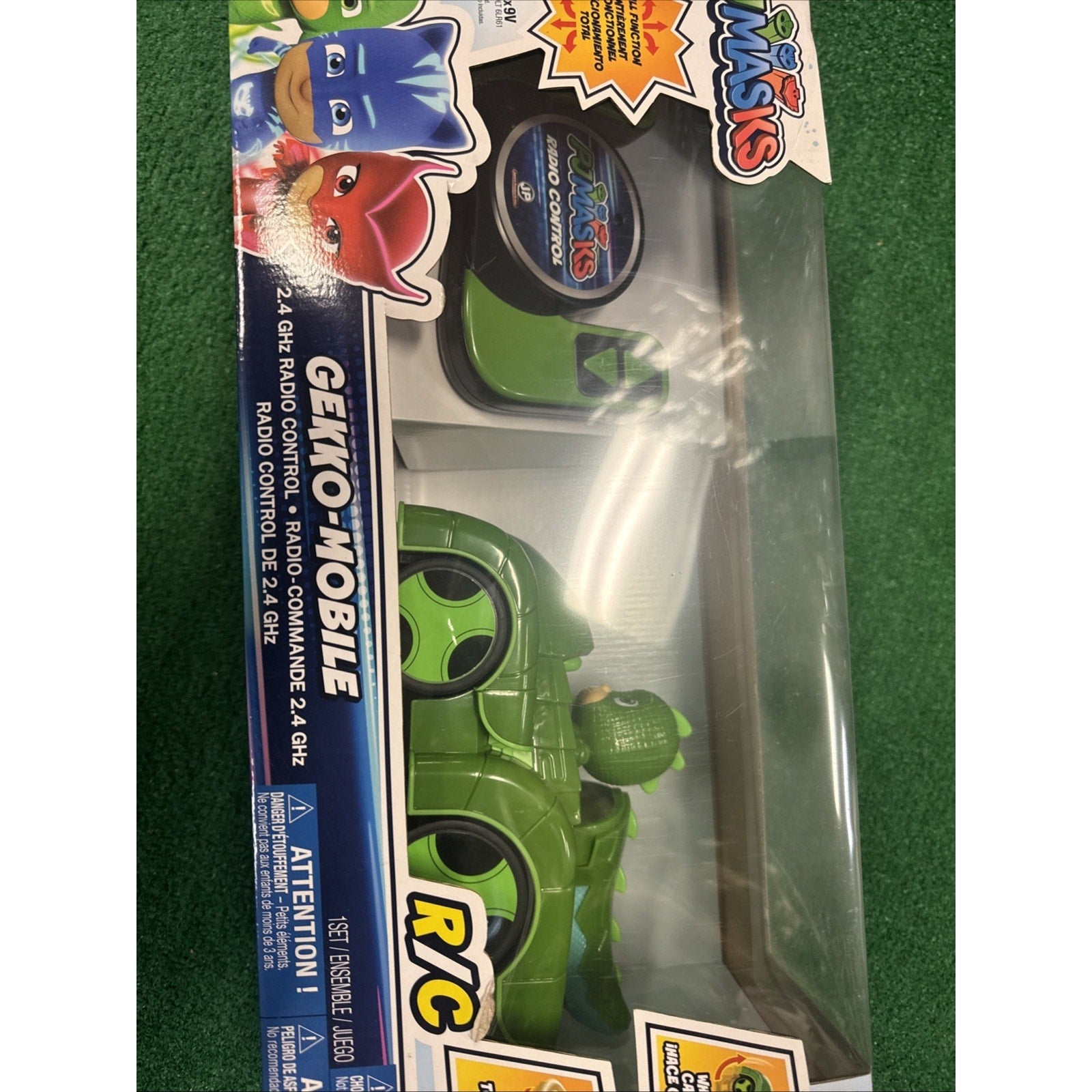 PJ Masks Gekko-Mobile 2.4 GHz radio control toy by Hasbro in sealed packaging with remote controller visible