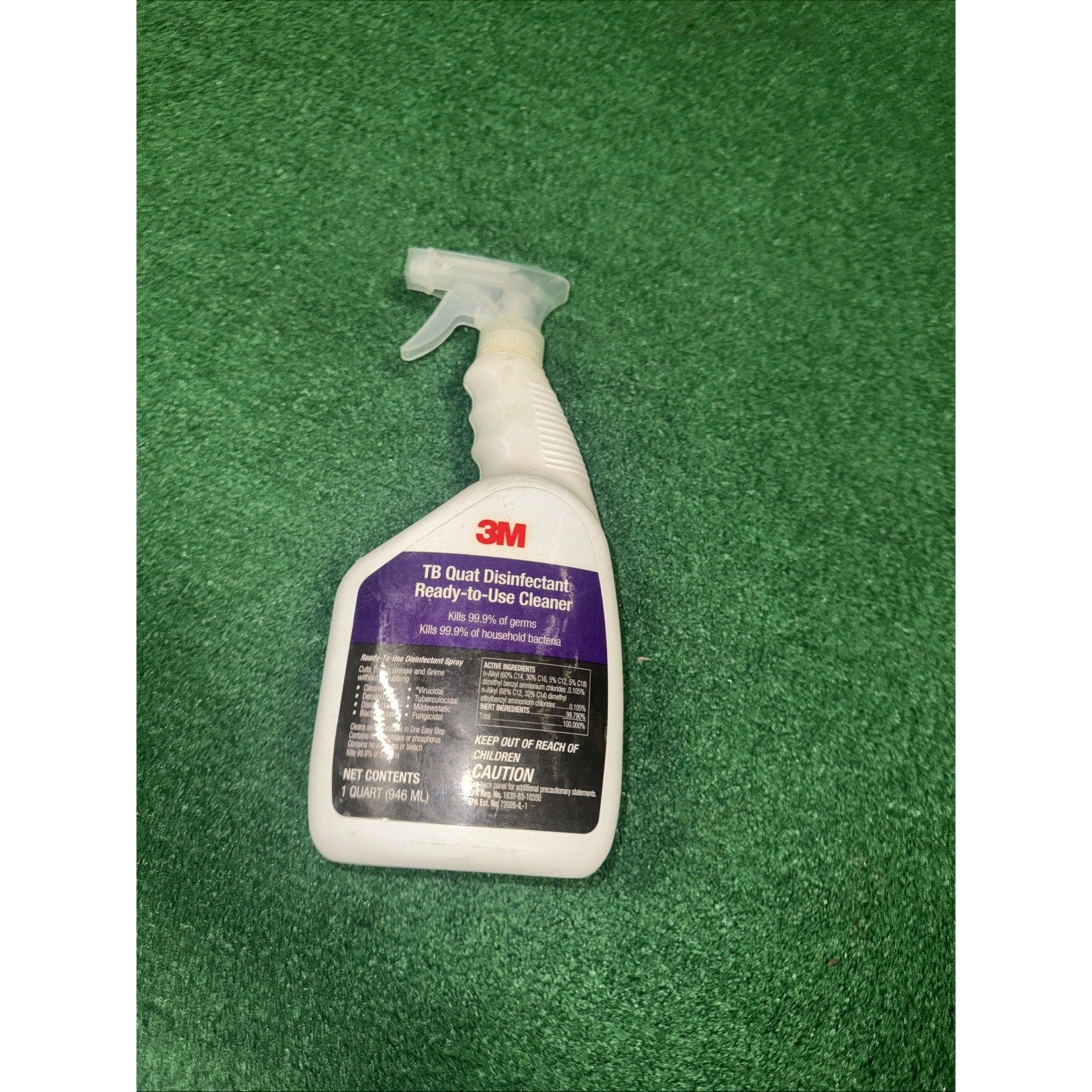 3M TB Quat 1-Step Lemon Scent Disinfectant spray bottle for all surfaces with ready-to-use cleaner label visible