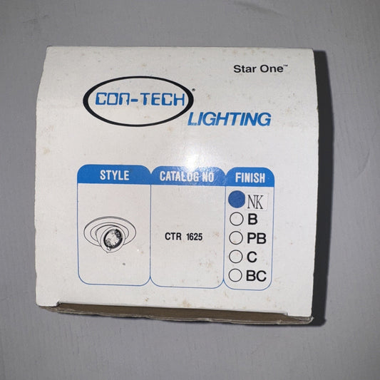 Con-Tech Lighting CTR1625 recessed low volt pin spot housing box showing style and finish options labeled Star One