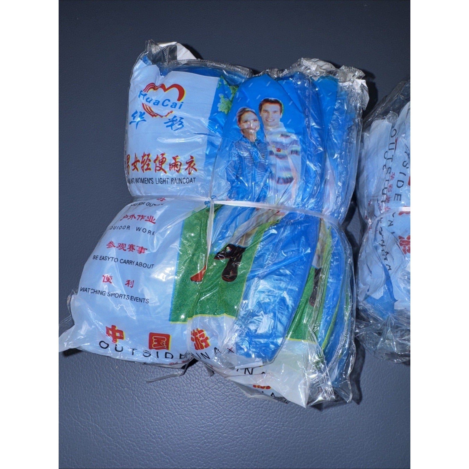 Lot of 3 (10) pack waterproof men and women's light ponchos by HuaCai for travel camping and outdoor activities