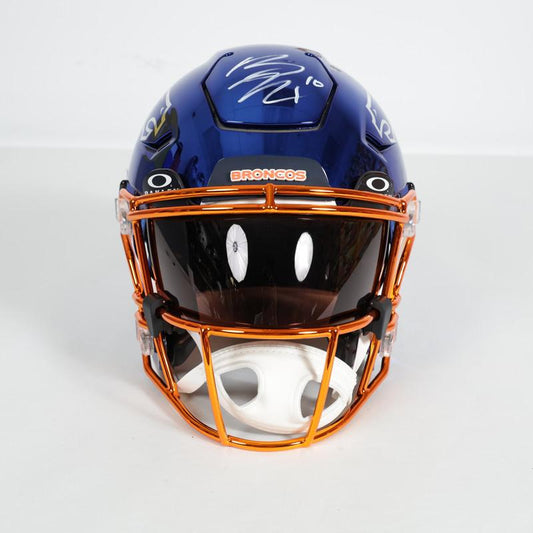 Bo Nix Signed Broncos Full-Size Authentic On-Field Chrome Alternate Speedflex Helmet (Beckett)