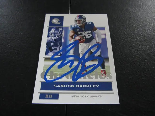 Saquon Barkley New York Giants Signed Trading Card FSG COA Panini