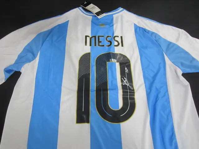 LEO LIONEL MESSI ARGENTINA SOCCER AUTOGRAPHED SIGNED JERSEY W/ COA 137138