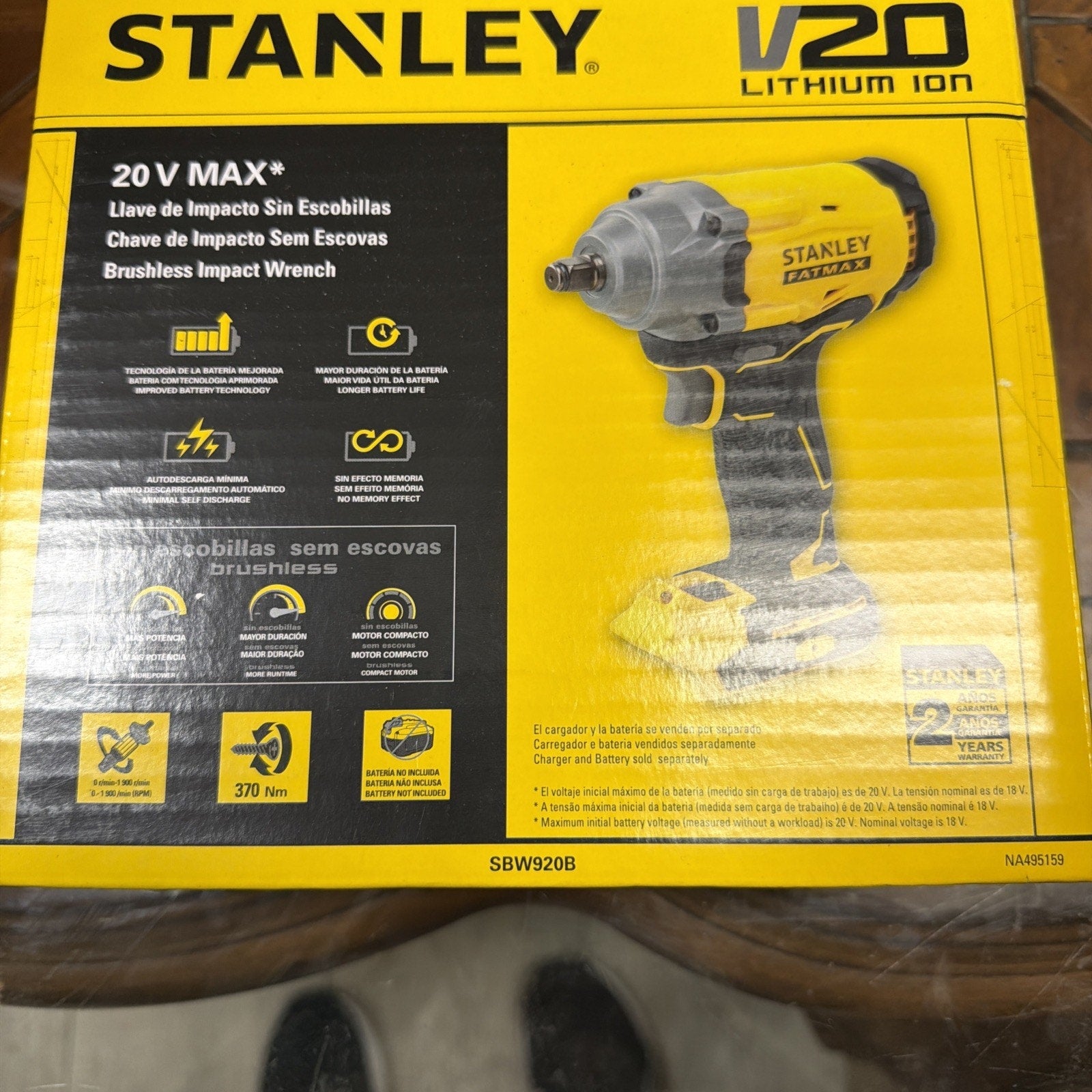 Stanley FATMAX 20V MAX Brushless Impact Wrench 370Nm SBW920B Tool Only New