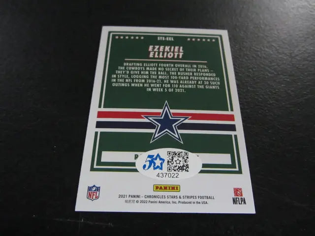 Ezekiel Elliott Signed Trading Card NFL Panini FSG COA