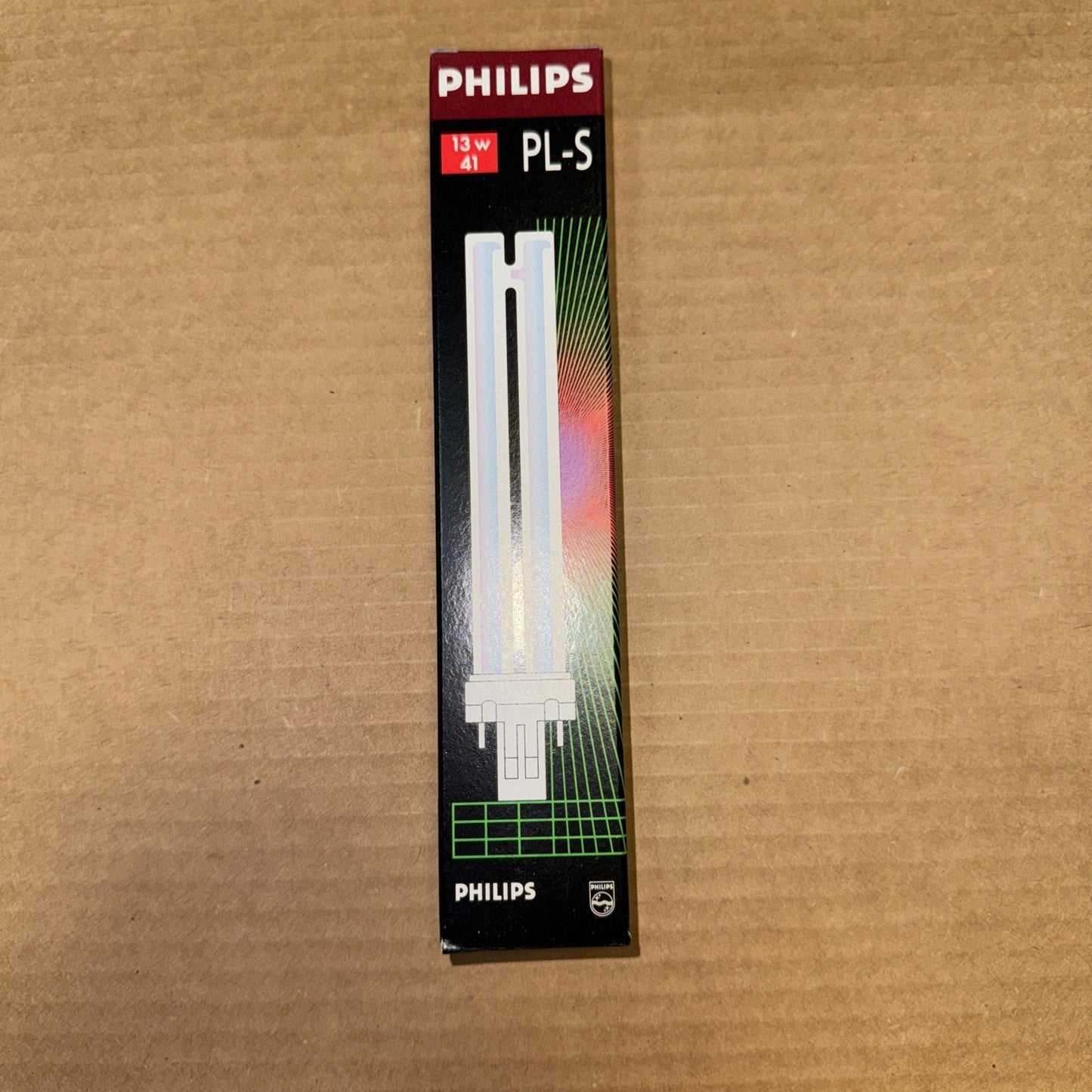 Philips PL-S 13W twin bulb fluorescent tube with 2 pin GX23 base in original black packaging box