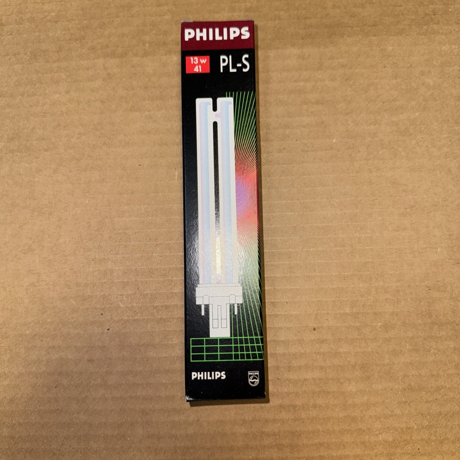Philips PL-S 13W twin bulb fluorescent tube with 2 pin GX23 base in original black packaging box