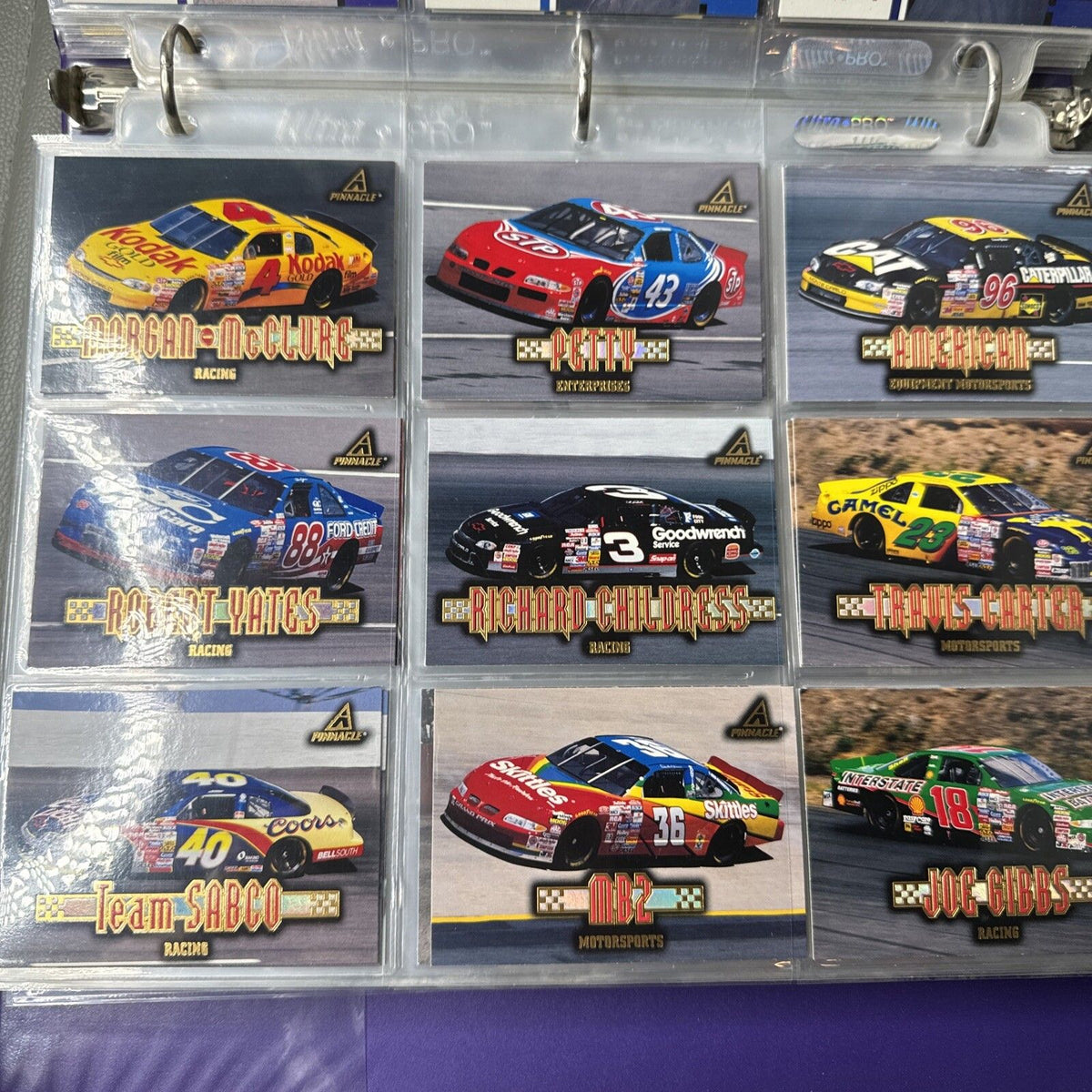 Set of 9 Pinnacle Pro Set NASCAR Marx Trading Cards (Set 5C15)