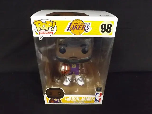 LEBRON JAMES SIGNED JUMBO LAKERS FUNKO 98 COA