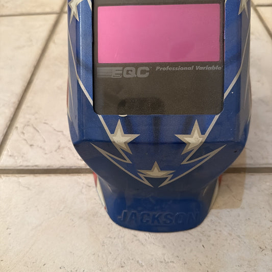 Jackson Safety HSL100 Glory Welding Helmet PRO-V auto darkening with blue star design and EQC Professional Variable lens