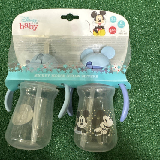 Disney Baby Mickey Mouse 10 oz sippy cup 2 pack with handles and straw featuring classic Mickey design BPA free