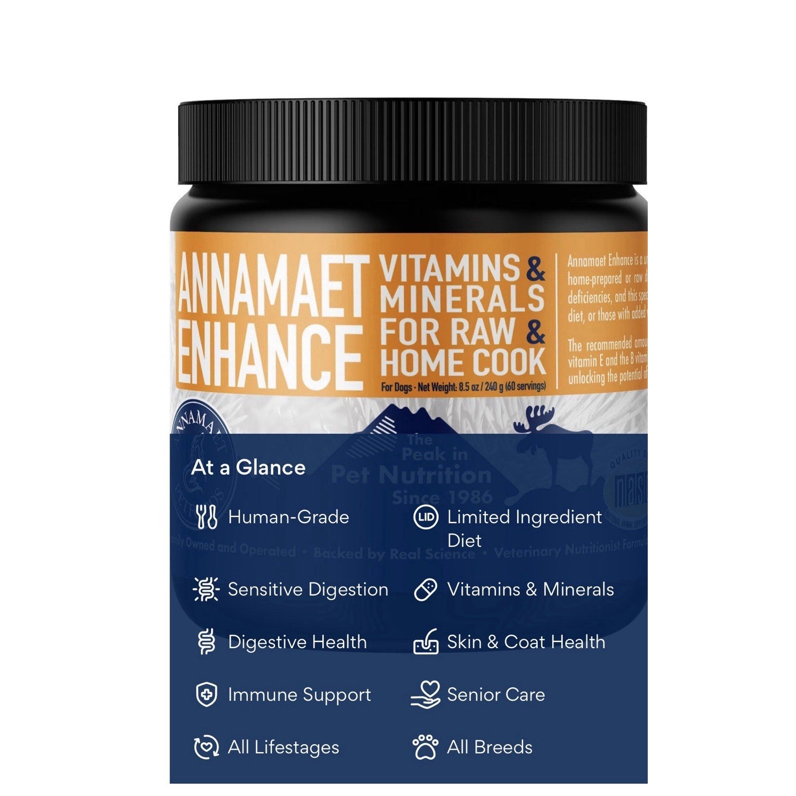 Annamaet Enhance Vitamin and Mineral Supplement for Dogs 8.5 oz jar Home Cook