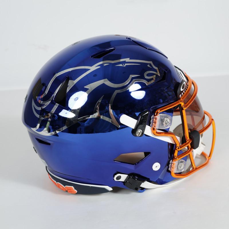 Bo Nix autographed Denver Broncos full-size chrome SpeedFlex helmet with orange faceguard and Beckett authentication