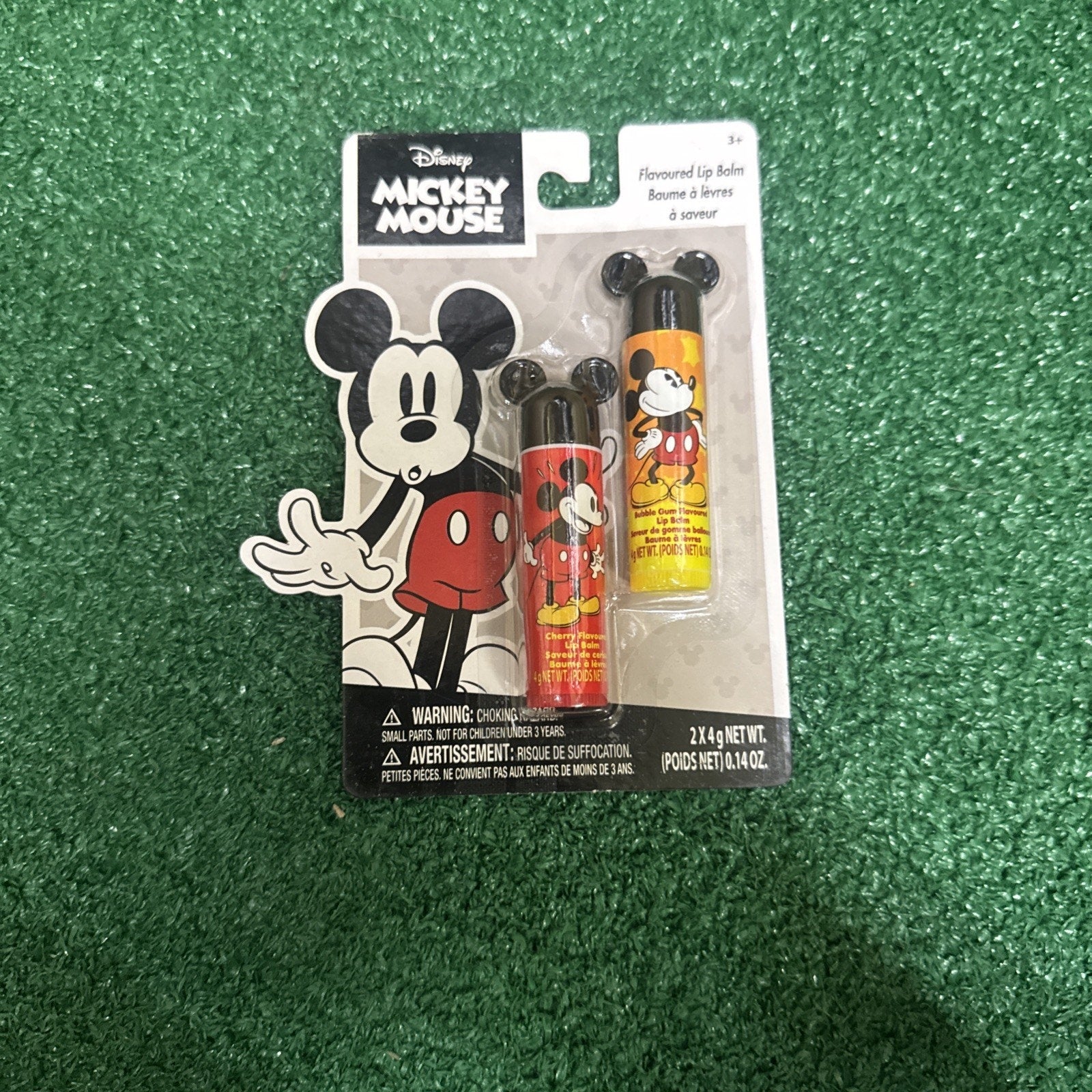 Disney Mickey Mouse 2 piece flavored lip balm set with classic character design in stocking stuffer packaging