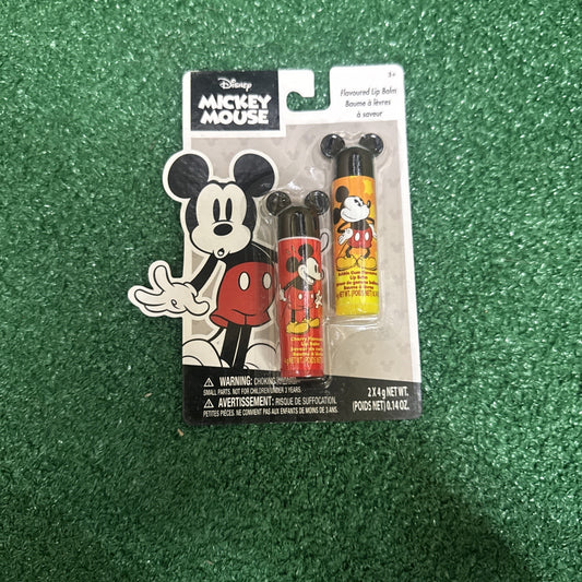 Disney Mickey Mouse 2 piece flavored lip balm set with classic character design in stocking stuffer packaging