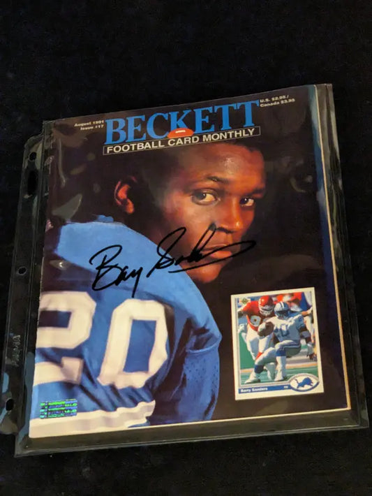 Barry Sanders autographed beckett magazine with coa