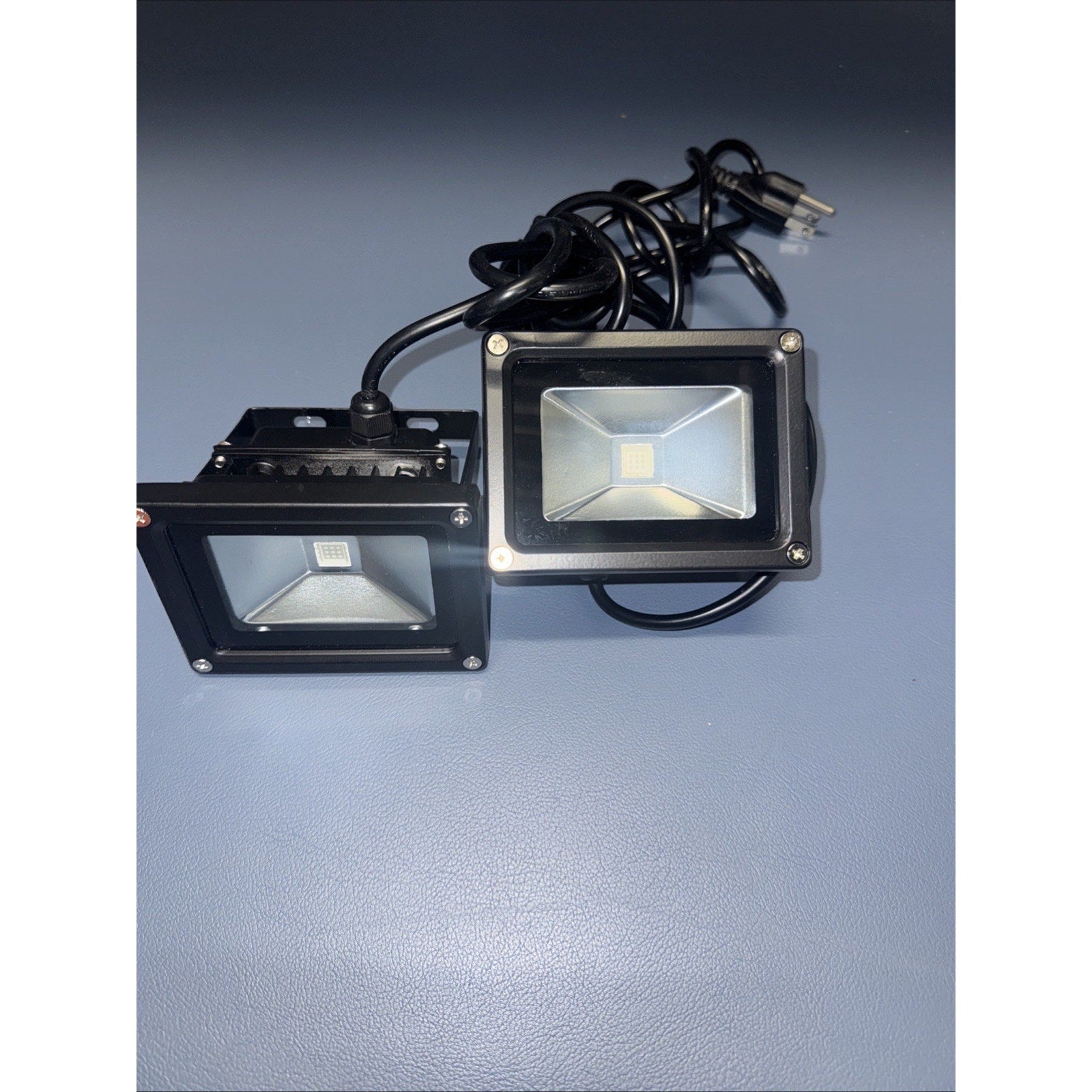 Lot of 2 YQL-FLUV-10 black outdoor purple LED floodlights with cords for DJ disco and party use