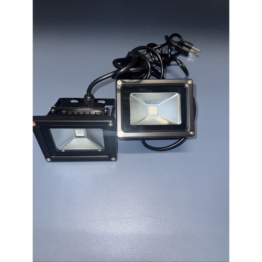 Lot of 2 YQL-FLUV-10 black outdoor purple LED floodlights with cords for DJ disco and party use