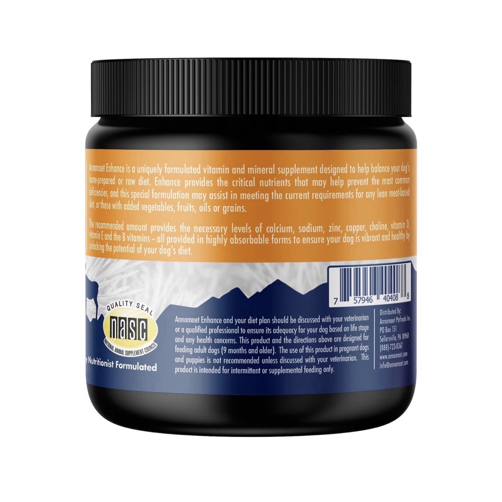 Annamaet Enhance Vitamin and Mineral Supplement for Dogs 8.5 oz jar Home Cook