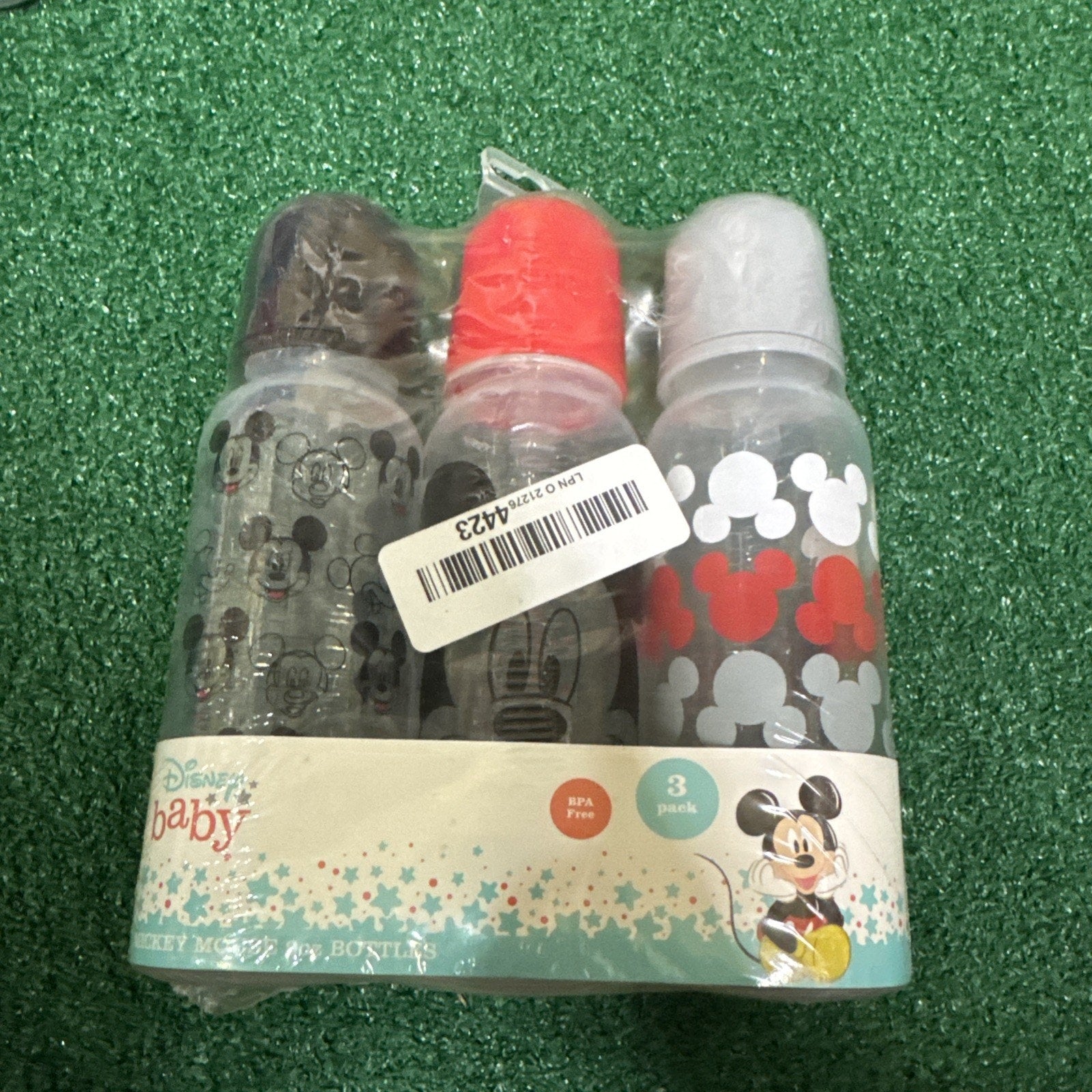 Disney Mickey Mouse baby bottles 9 oz 3 pack with silicone nipples BPA-free plastic sealed new packaging