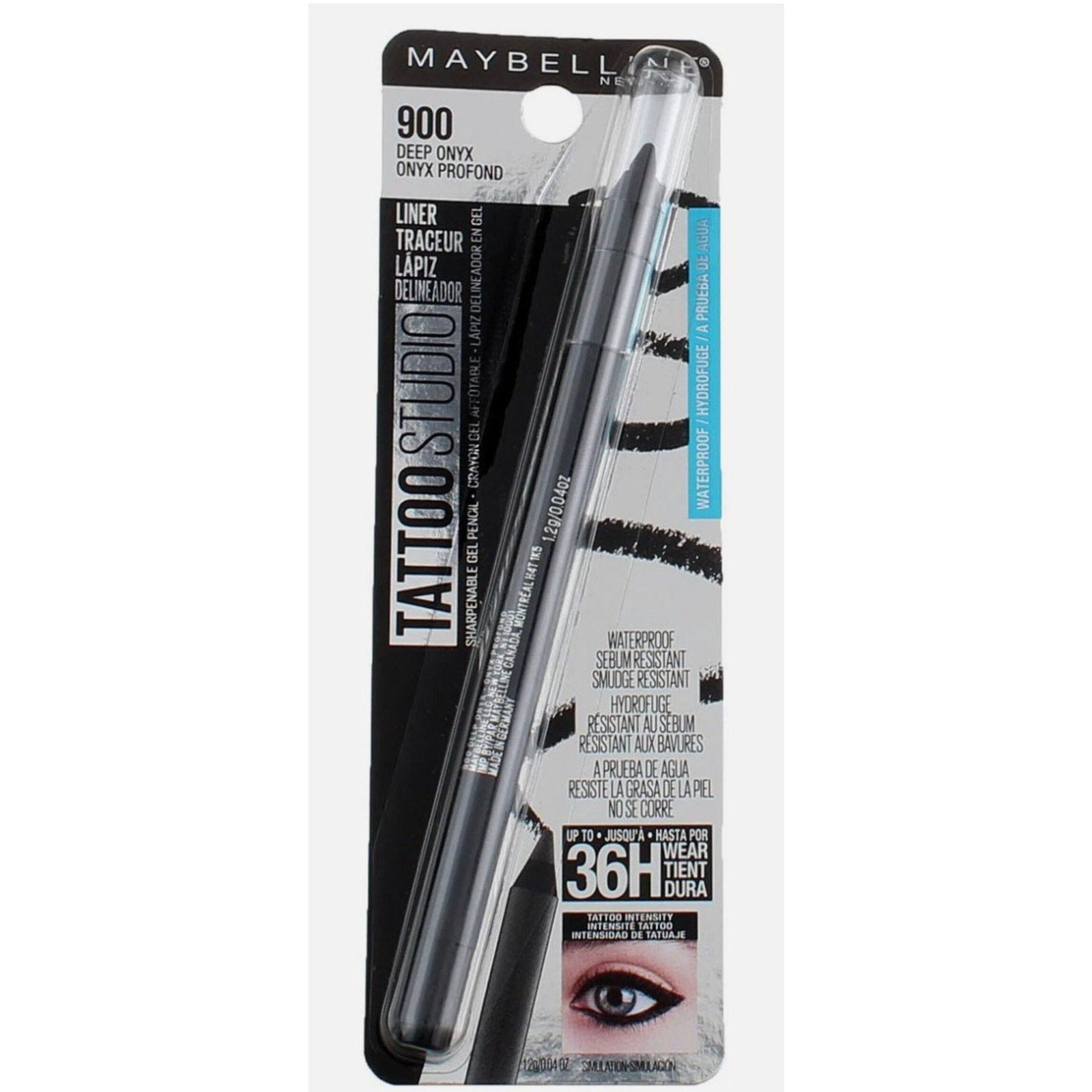 Maybelline Tattoo Studio gel pencil eyeliner in 900 Deep Onyx, 12-pack