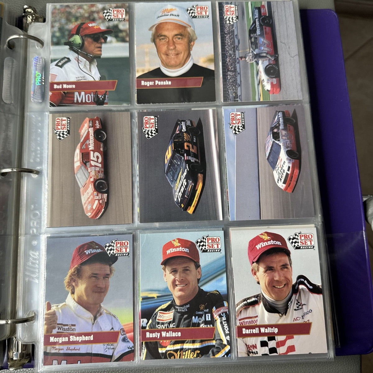 Set of 9 Pinnacle Pro Set NASCAR Marx Trading Cards (Set EBEA)