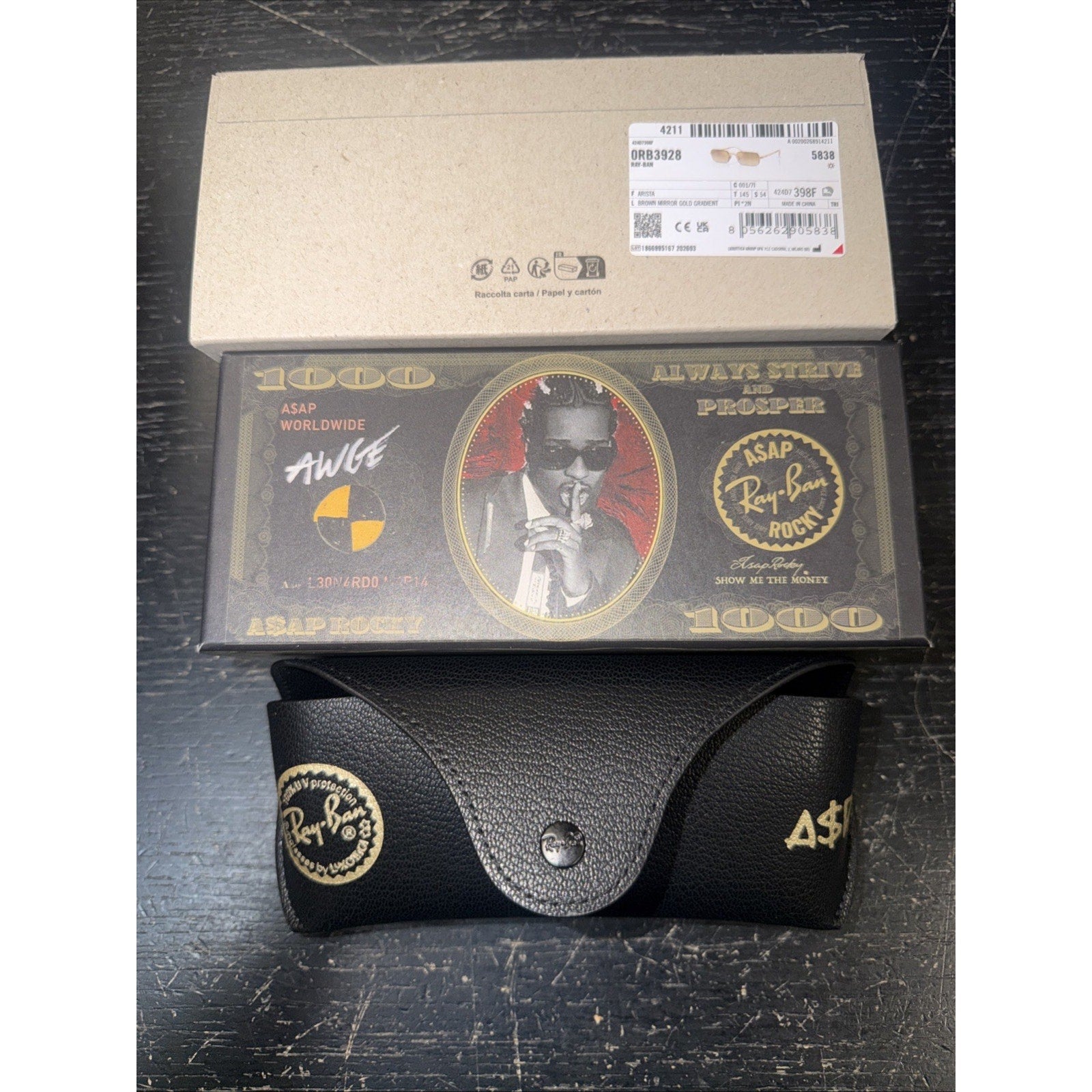 Ray Ban Sunglasses RB3928 001/7I ARISTA GOLD/BROWN MIRROR GOLD GRAD LENS 54M