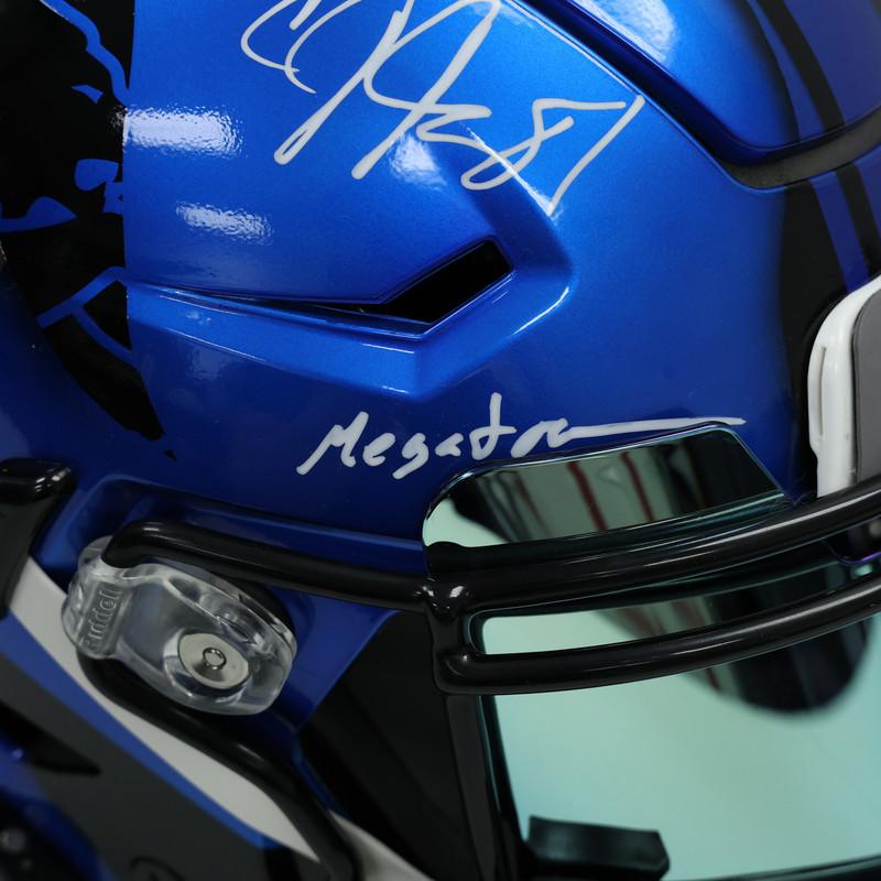 Calvin Johnson Signed Lions Full-Size Authentic On-Field Custom Painted Speedflex Helmet Inscribed 