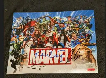 Marvel Autographed 8x10 Photo Signed By Robert Downey Jr, Jon Bernthal & Brie Larson with coa