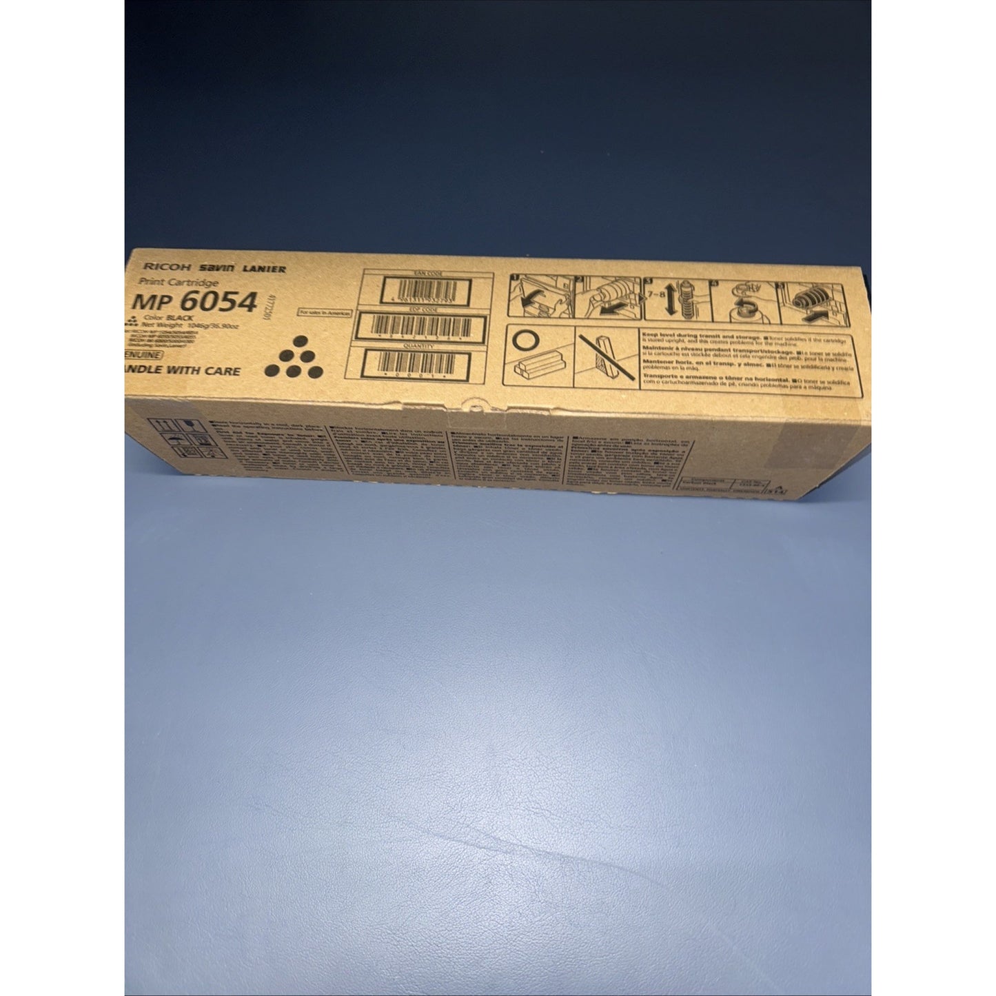 Ricoh Savin Lanier MP 6054 black print cartridge new in box with installation instructions on packaging