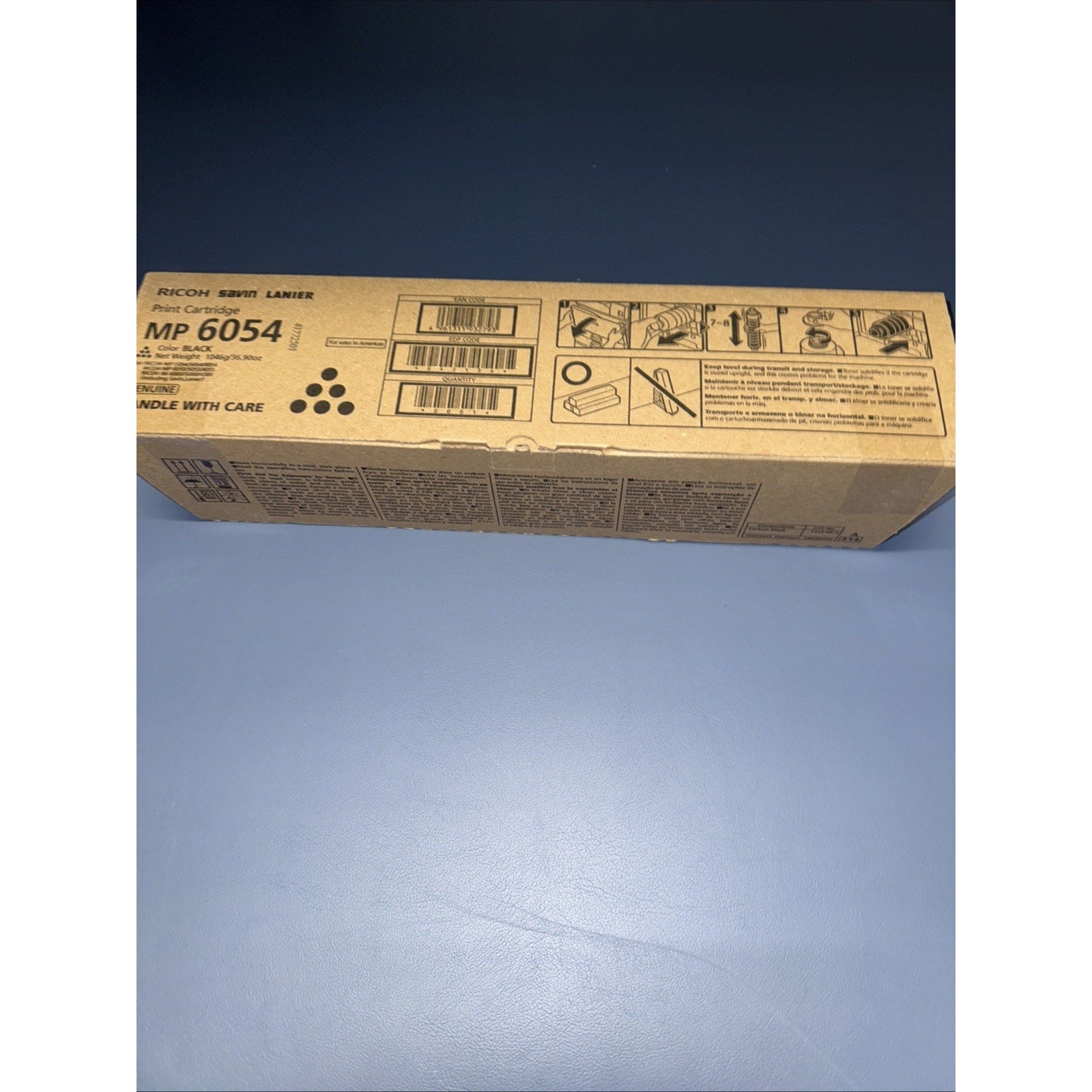 Ricoh Savin Lanier MP 6054 black print cartridge new in box with installation instructions on packaging