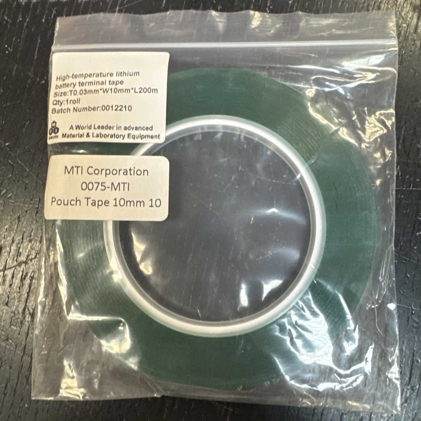 High-temperature lithium battery pouch tape roll 10mm width sealed in clear plastic bag from MTI Corporation