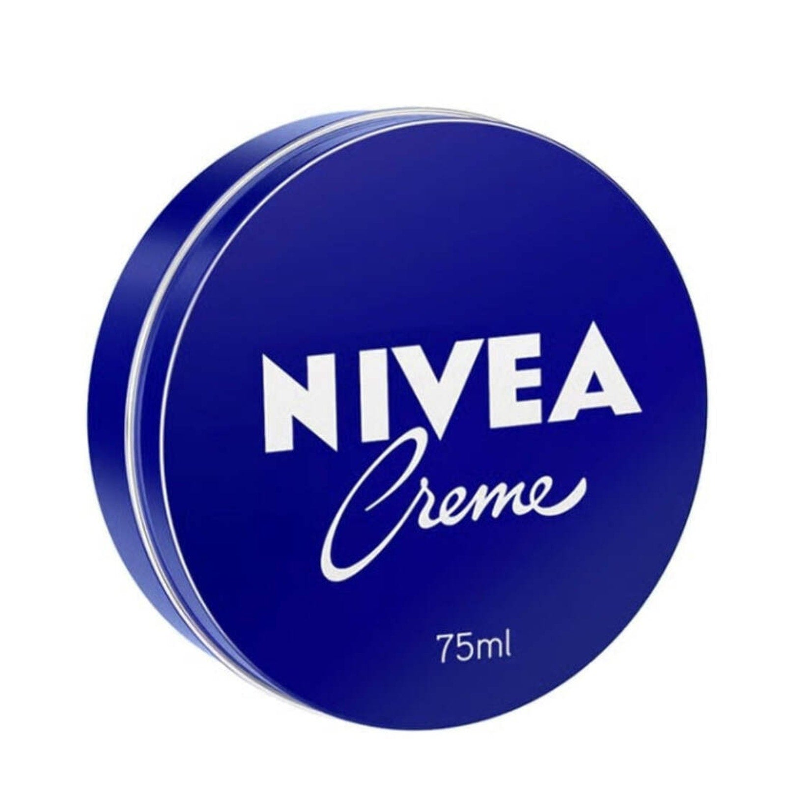 Nivea Creme 75 ml classic blue tin container of rich moisturizing cream for all skin types and long-lasting hydration