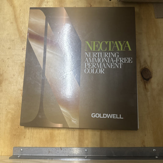Goldwell Nectaya color chart catalogue booklet for nurturing ammonia-free permanent hair color with front cover design