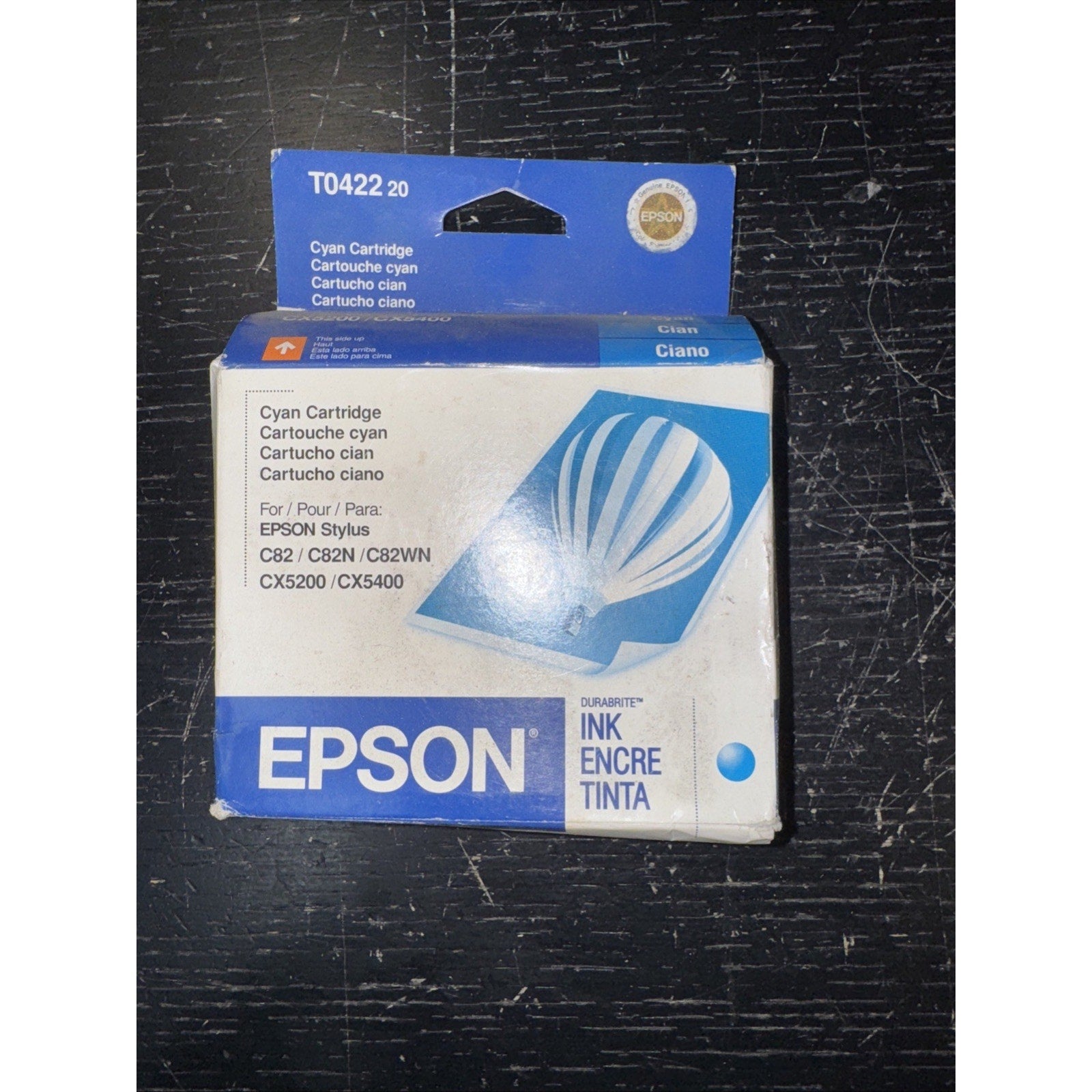 Package of EPSON T0422 20 cyan ink cartridge for Stylus C82 C82N C82WN CX5200 CX5400 printers