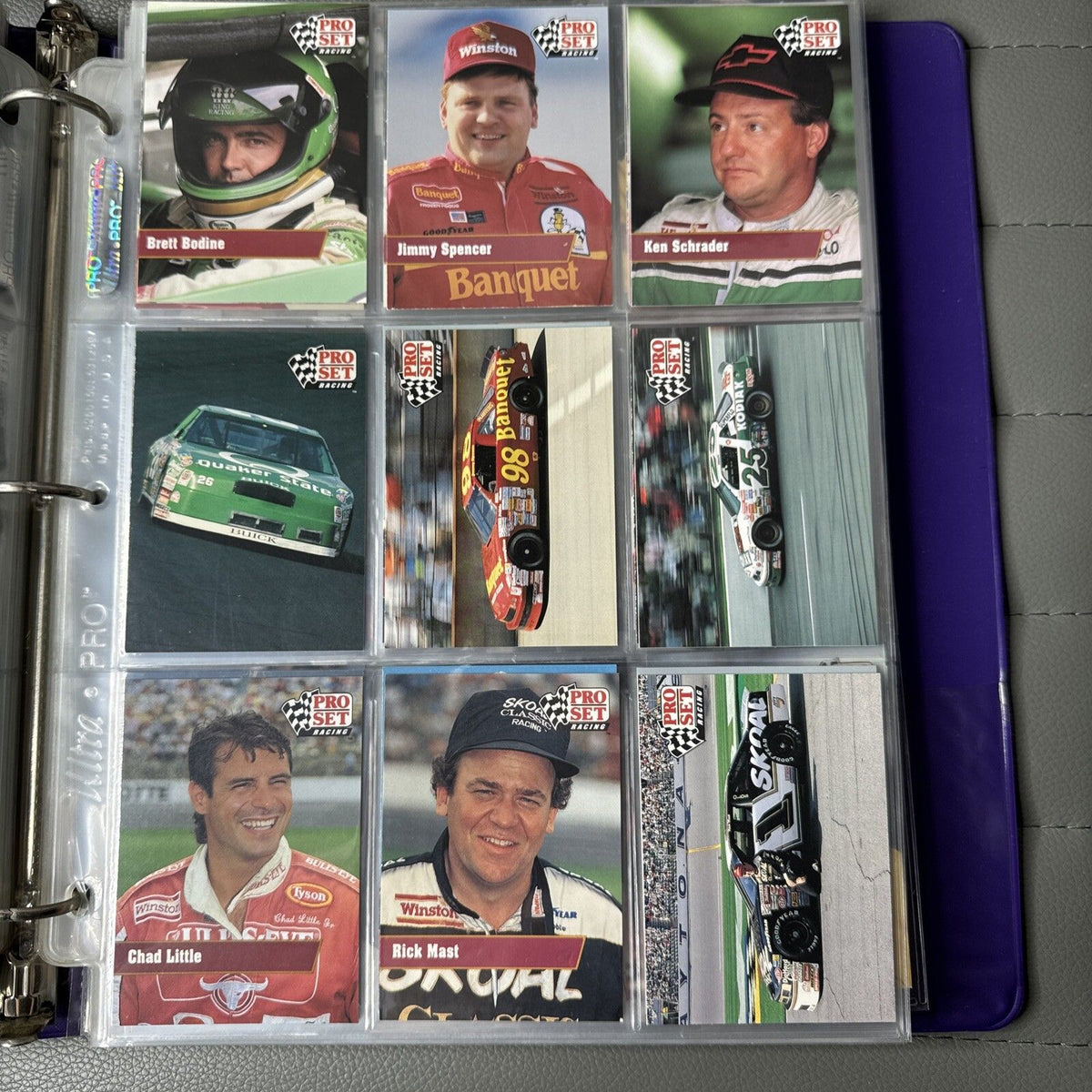 Set of 9 Pinnacle Pro Set NASCAR Marx Trading Cards (Set 4C79)