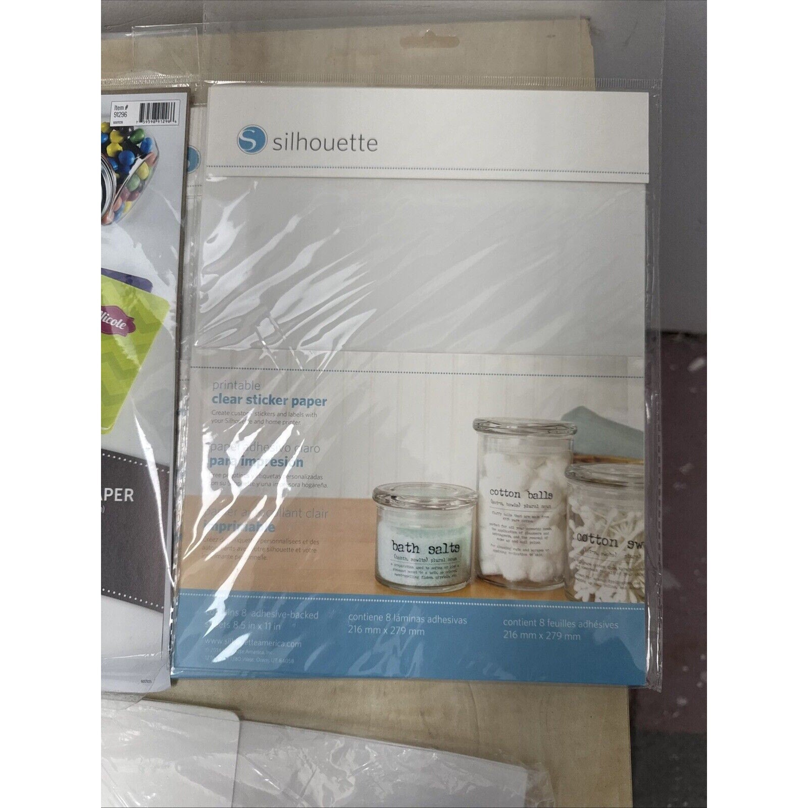 Silhouette clear printable sticker paper 8.5 x 11 inch 8 sheets pack for crafting and scrapbooking projects