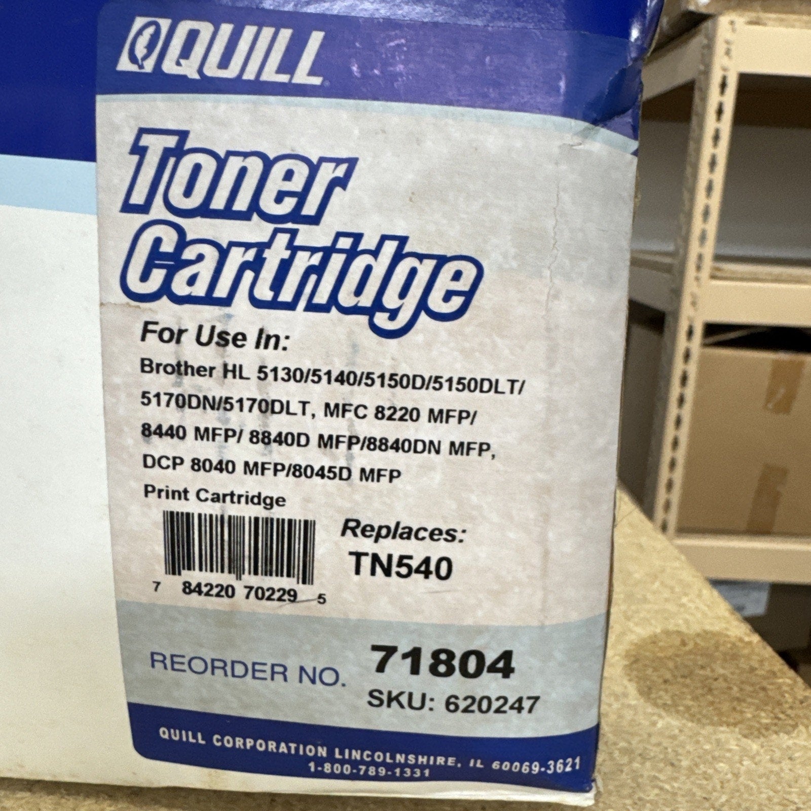 QUILL 71804 replacement Brother TN-540 black toner cartridge for HL, MFC, and DCP printer models new sealed box