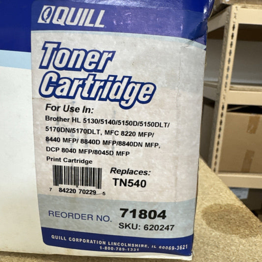 QUILL 71804 replacement Brother TN-540 black toner cartridge for HL, MFC, and DCP printer models new sealed box