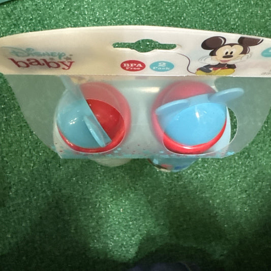 Disney Baby Mickey Mouse 10 oz sippy cup 2 pack with blue lids and red bases in original packaging