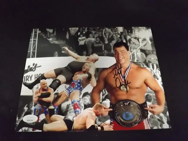 KURT ANGLE SIGNED 8X10 PHOTO JSA COA WWE