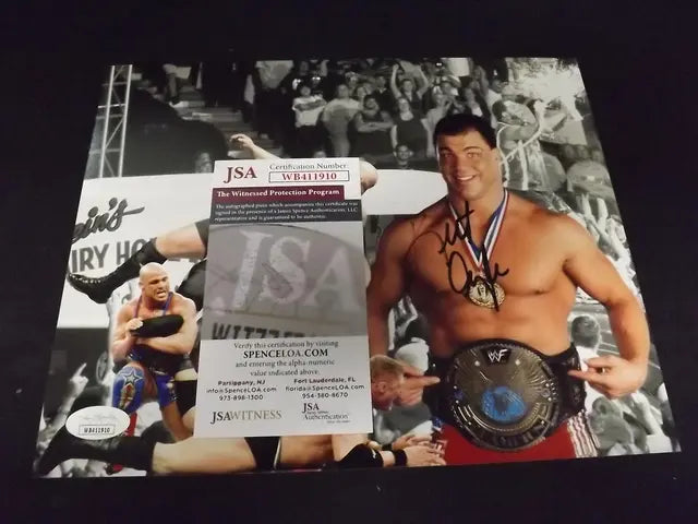 KURT ANGLE SIGNED 8X10 PHOTO JSA COA WWE