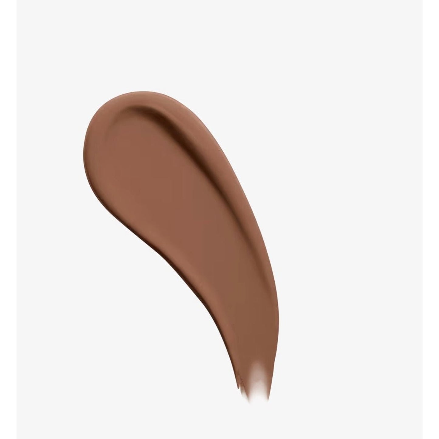 Smooth swatch of medium brown creamy makeup product with a slightly glossy finish on a white background.