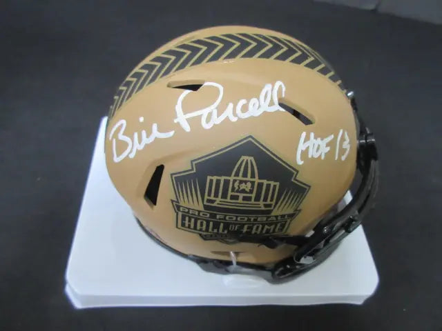 Bill Parcells signed Hall of Fame Mini Helmet Coa